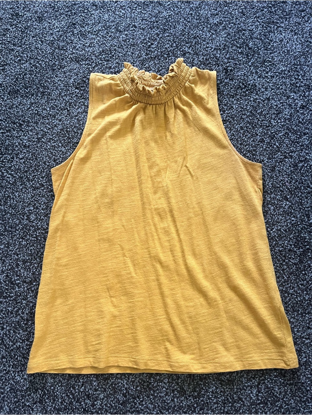 Banana Republic Mustard Ruffle Mock Neck Tank